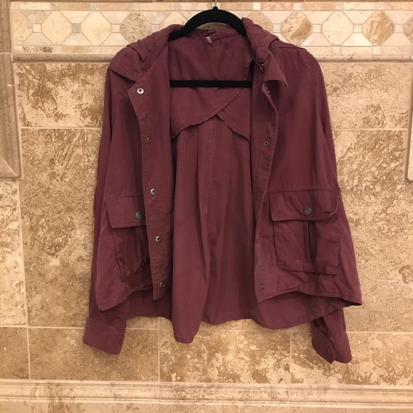 Free People Snap Down Cargo Jacket Removable Hood - Picture 4 of 7